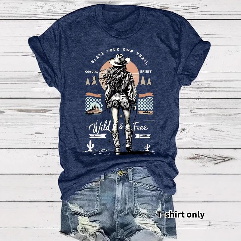 Damen Denim Bedrucktes Kurzarm Locker und Modisches T-Shirt