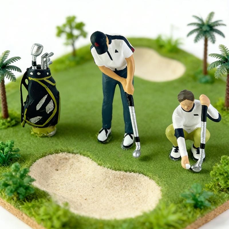 Realistisches Golfspieler-Figurenmodell 1:Handbemalte Miniaturfiguren im Maßstab 1:64 für Dioramen-Requisiten, Sammler für Fotografie
