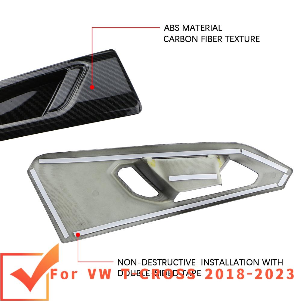 Car Door Handle Cover for Volkswagen VW T-Cross Tcross 2018 - 2026 LHD Carbon Fiber Door Panel Sticker Trim Inner Accessories
