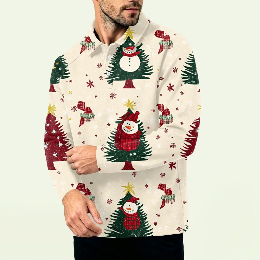 Men's Christmas Print Zip-Up Sweatshirt, Long Sleeve Loose Fit Casual Fall Winter Top, Multiple Colors and Sizes