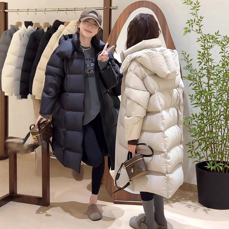 Long new winter thickened warm medium and long casual versatile white duck down jacket women