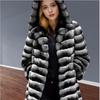 Eco-Friendly Women's Faux Fur Hooded Coat - Warm, Casual, Mid-Length Winter Jacket