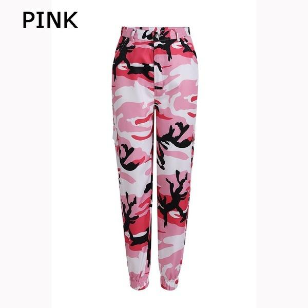 Women's High Waist Slim Cargo Camouflage Pants Plus Size Loose Hip Hop Pants Outdoor Sports Jogging Pants S-3XL