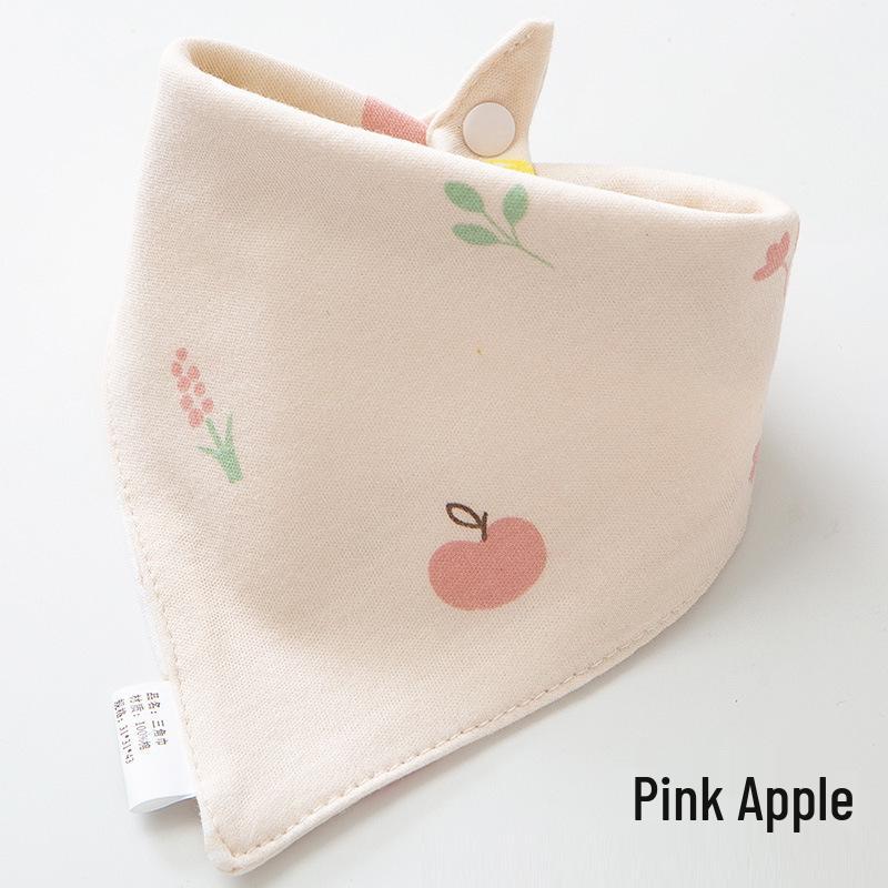 Pure Cotton Baby Drool Bib: Double-Layer Triangle Scarf with Snap Closure, Anti-Spit Up for Newborns
