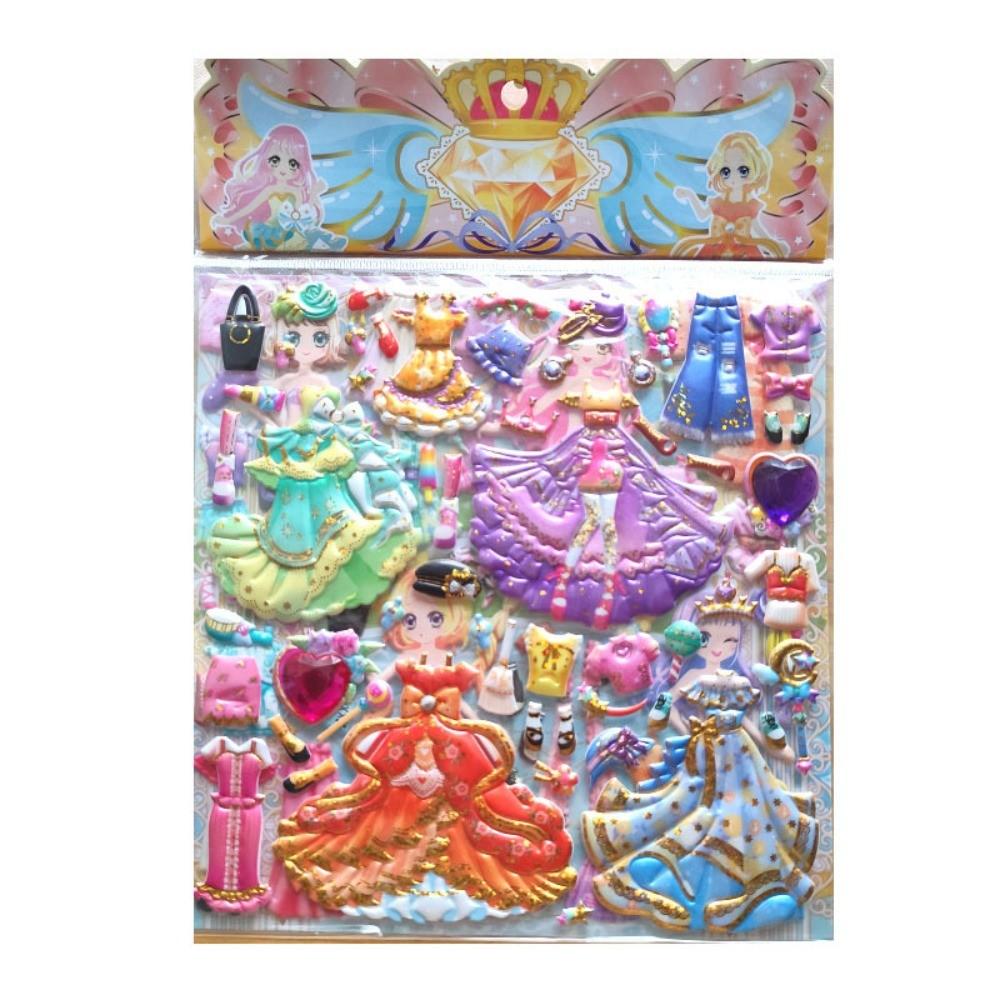 

1/4 ШТ. Дитячі сукні принцеси Наклейки-аплікації з ЕВА Багаторазові 3D-текстуровані Знімні наклейки з спіненого поліетилену Магазин BulingBulingStickers