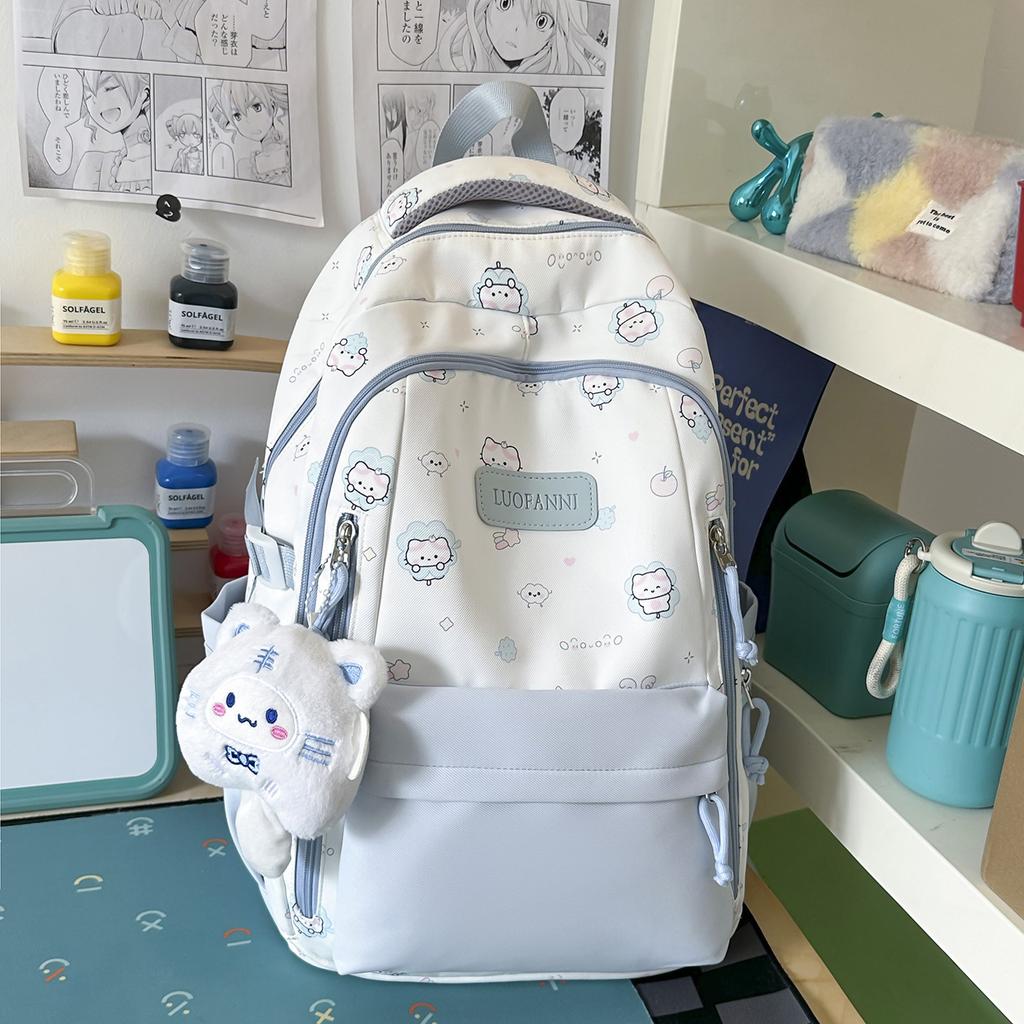 Schoolbag Summer Soft Moe Cartoon Healing Wind Grade 1-1 Student Party Backpack Light Blue Sweet Soft Girl Atmosphere Backpack