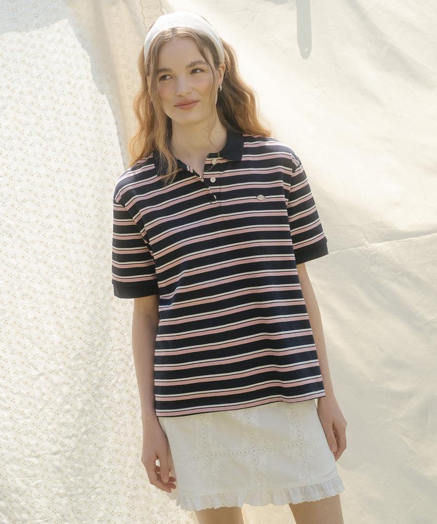Tilaidai Striped Collar T-Shirt Tisu04Ts04_Navy