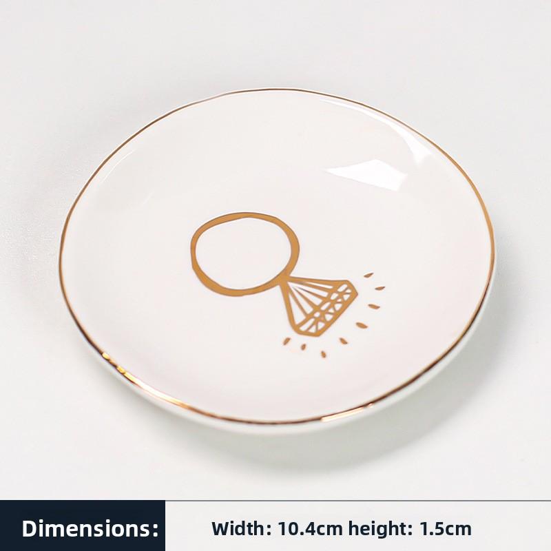 Irregular Round Ceramic Jewelry Dish White Porcelain Ring Holder Organizer Trinket Tray for Bedroom Vanity Home Decor Gift