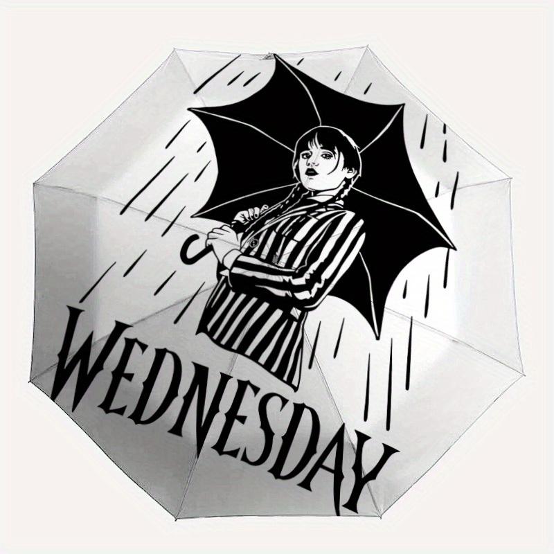 

1pc Wednesday Addams Automatic Umbrella 8-Bone Design Compact Gear for Outdoor Travel, Perfect Gift for Friends or Family yy280828119