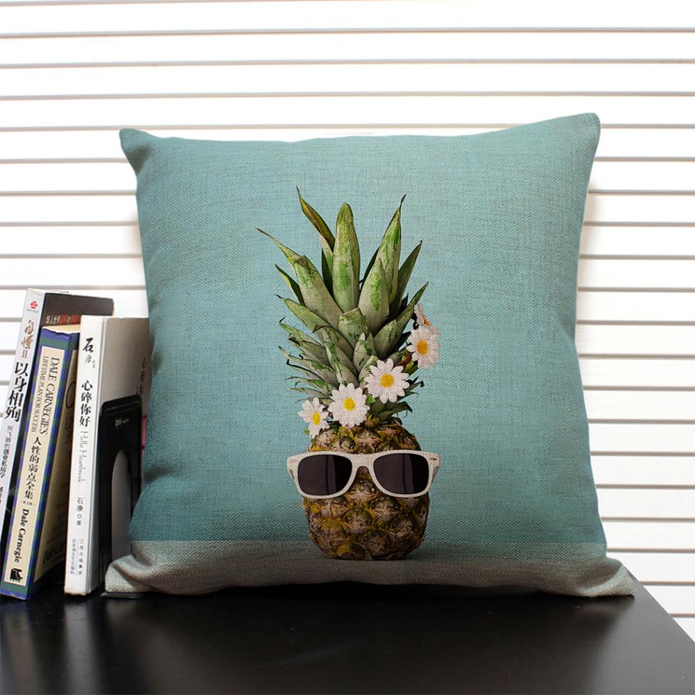 Tropical Plant Fruits Cushion Cover Cactus Pineapple Pattern Home Sofa Modern Art Decorative Pillow Case 45x45 Linen Pillowcase
