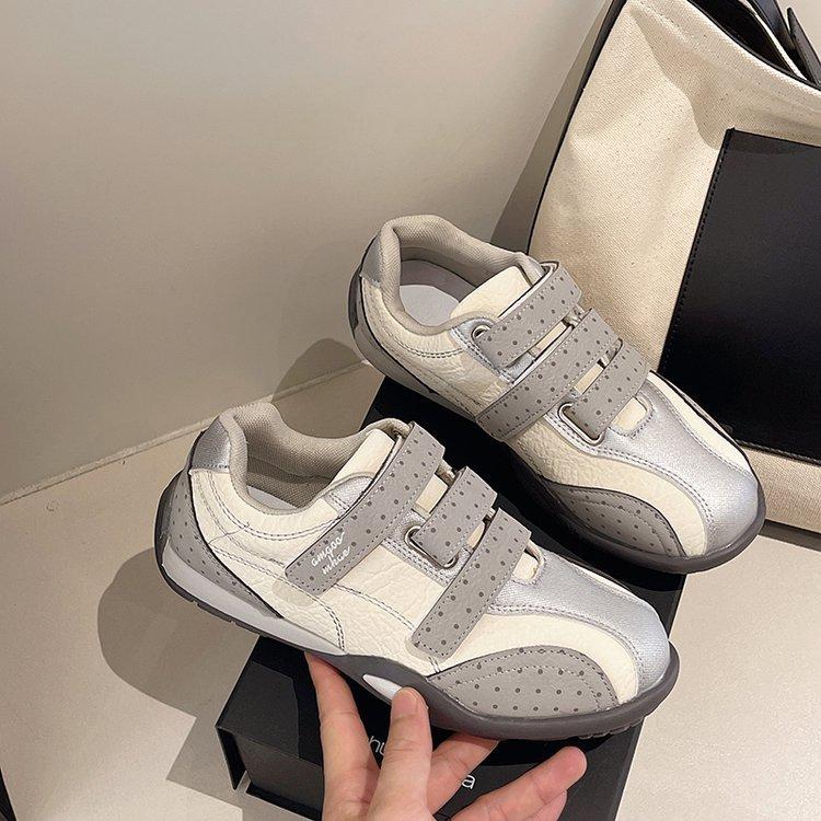 Masoism 2025 new Velcro casual shoes lightweight sports shoes versatile flat baseplate shoes women's autumn polka dot
