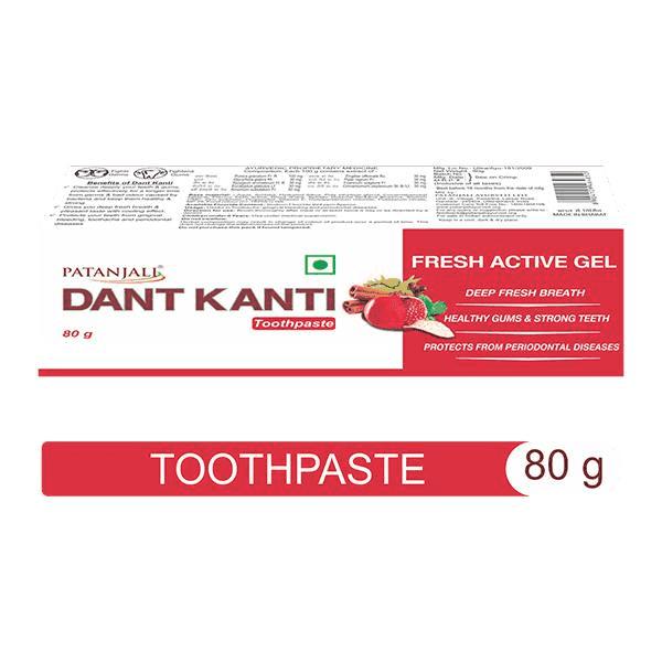 Fresh Active Gel Toothpaste - Deep Fresh Breath, Healthy Gums, Strong Teeth Patanjali Dant Kanti