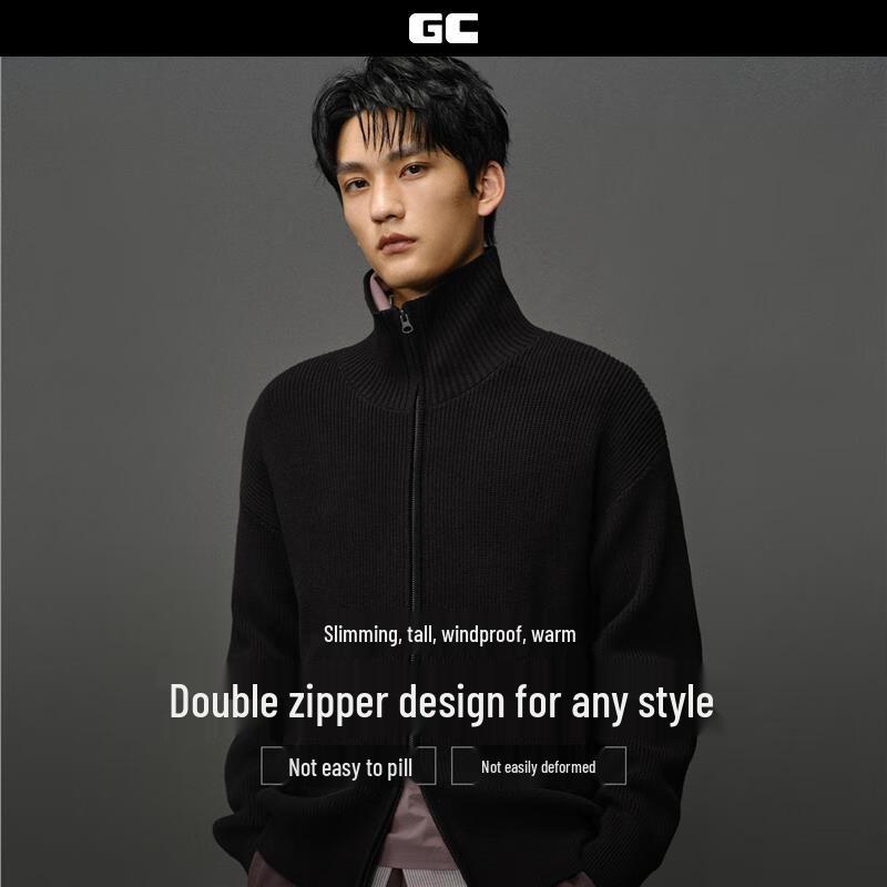 GIORDANO CONCEPTS Unisex Pure Cotton Half-High Collar Knit Cardigan