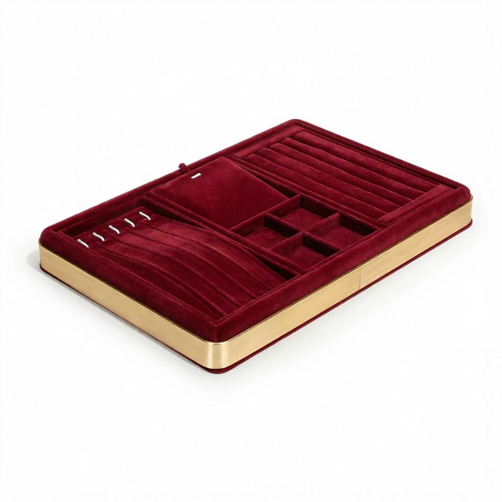 Velvet Bags Packaging Luxury Store Jewelry Stackable Display Necklace Ring Tray Custom Logo Jewelry Organizer Tray
