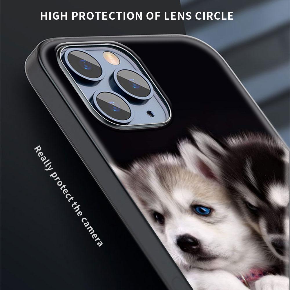 Alaskan Husky Dog Cute Puppy Luxury Phone Case For iPhone 13 15 14 12 11 Pro MAX XR X SE XS 7 8 Plus Silicone Black Matte Cover