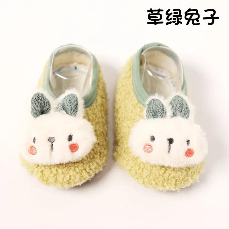 Șosete de podea drăguțe de iarnă și toamnă Kawaii cu păpușă de iepure pentru sugari Baby îngroșate, non-alunecare, copii, șosete de interior, primul mers pe jos