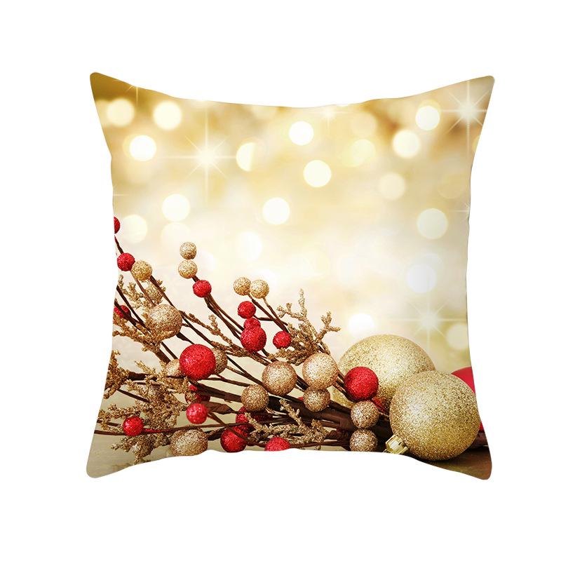 Golden Christmas Peach Velvet Cushion Cover New Digital Printed Square Cushion Cover Cushion Cover