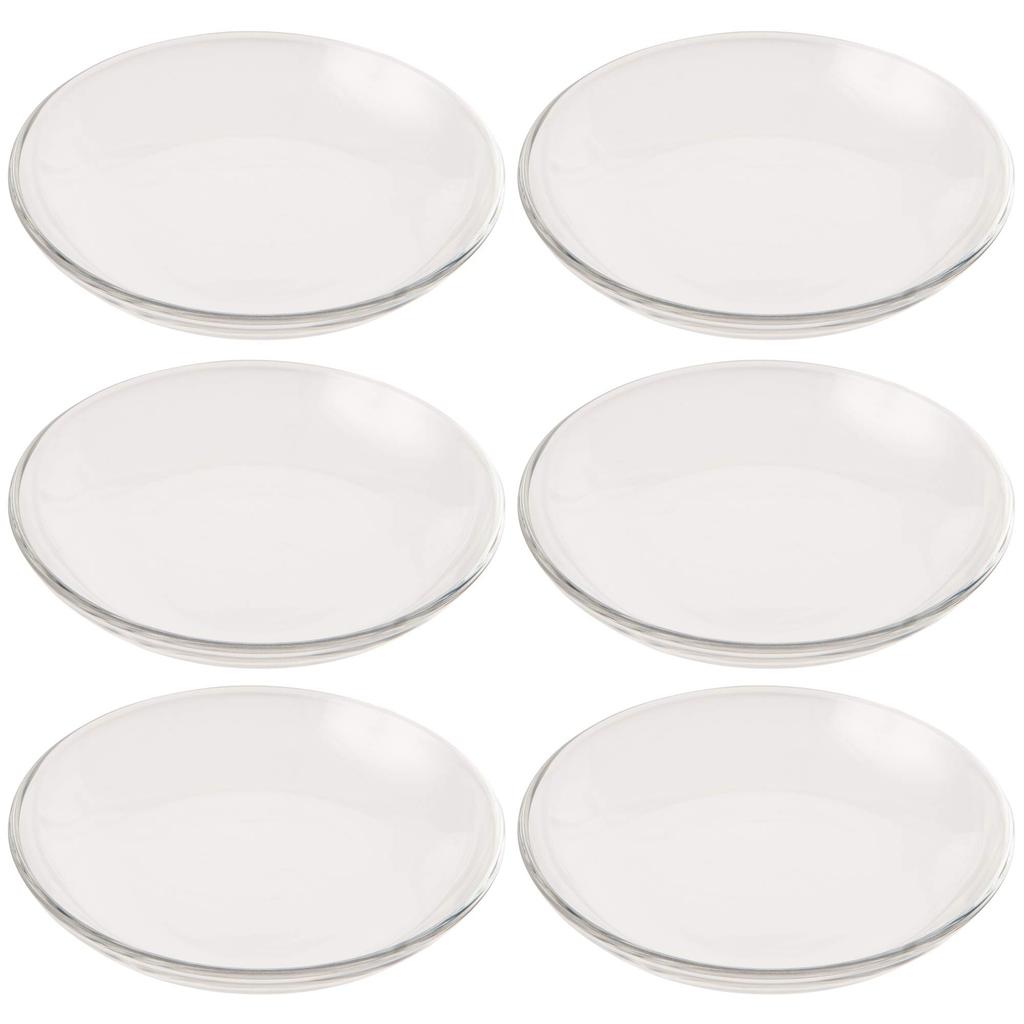 Toyo Sasaki Glass Alpha Plates, 12" Set of 6, Made in Japan, Dishwasher Safe, Small Round Plates, Side Plates, Glass Dishes, Tableware, P-19310