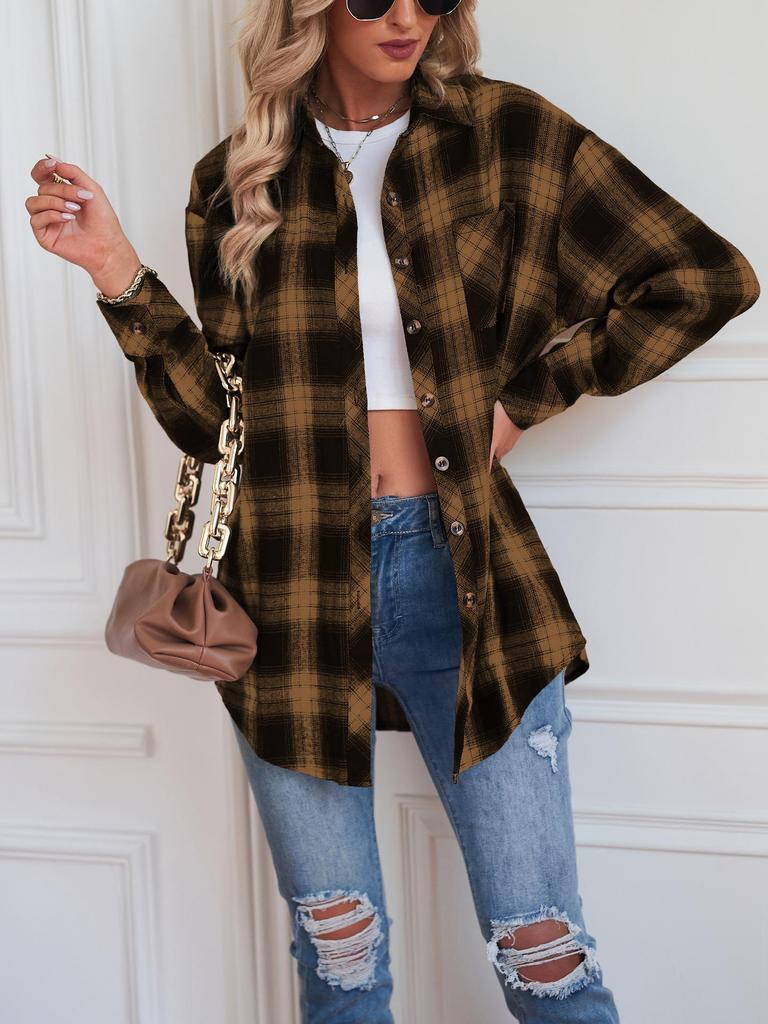 Autumn/Winter 2025 Women's Plaid Boyfriend-Style Loose Shirt