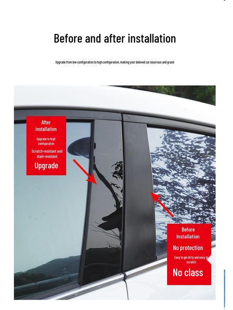 Panda MINI Car Window Trim Center Pillar PC Mirror Black Bright Sticker for Boyue Xingyuan Denim Modified 25 Model