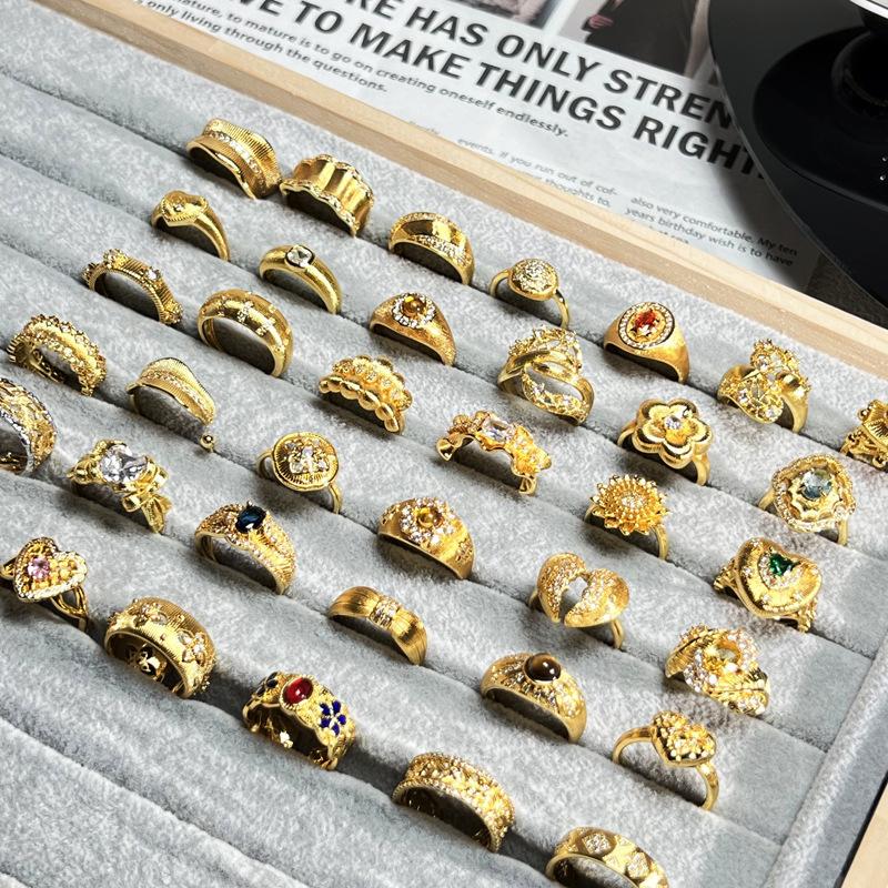 2026 Court Style Retro Heavy Industry Geometric Irregular Brushed Open Ring Women Ins Light Luxury Fashion Exquisite Index Finger Ring