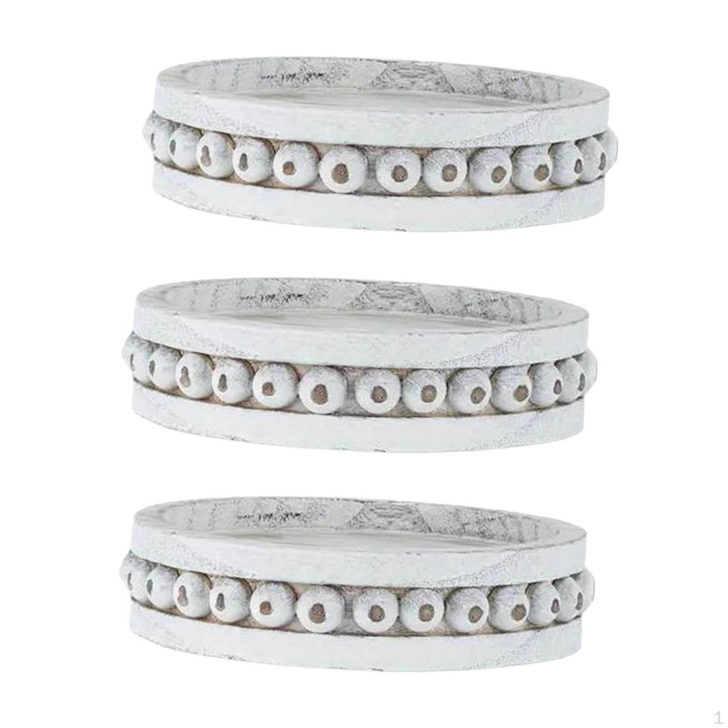 3Pcs Decorative Beaded Candle Tray Small Plate for Kitchen Home Decor