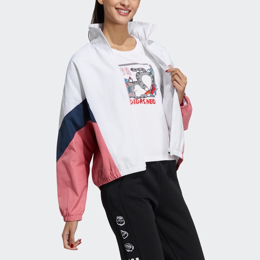 Adidas Neo Chinese New Year Series Casual Sports Stand Collar Jacket Women Jackets White H45013