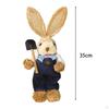 Straw Bunny Figurine DIY Material Pack Cartoon Cute Rabbit Statue for Adults Style A