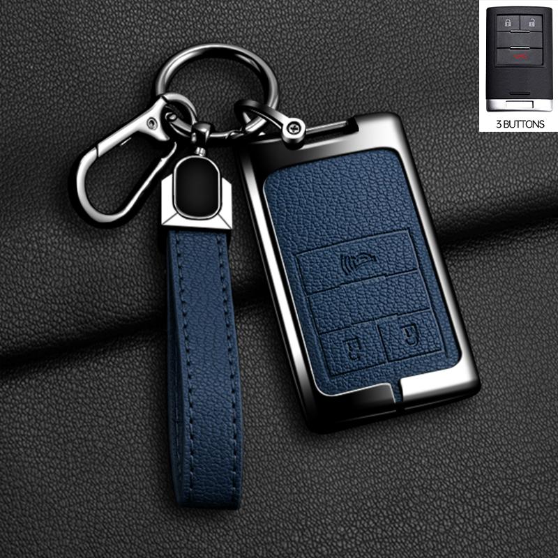 Zinklegierung Leder Autoschlüsselhülle Schlüsselanhänger Abdeckung für Chevrolet C7 Corvette Cadillac DTS SLS SRX XLS STS Escalade CTS ATS 28T CTSV XTS