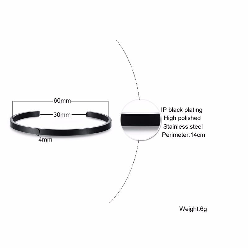 Vnox Kundenspezifisches Basic Klassisches Armreif für Herren Damen Glänzender Edelstahl Schlichter Manschettenarmreif Personalisierter Name Geburtstagsgeschenk