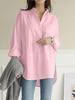 2024 Autumn Women's Solid Color Long Sleeve Irregular Lapel Shirt