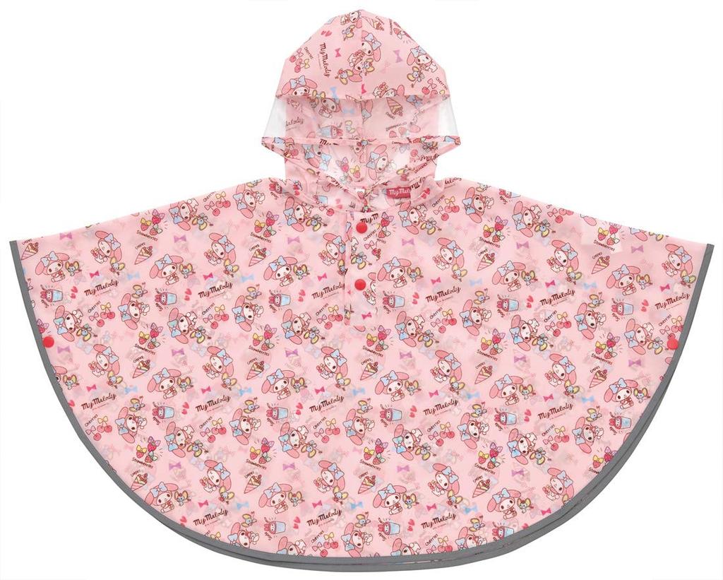 Skater Rain Poncho for Kids, My Melody, Sanrio Design, Suitable for Girls, Height 80-100cm, RAPO2
