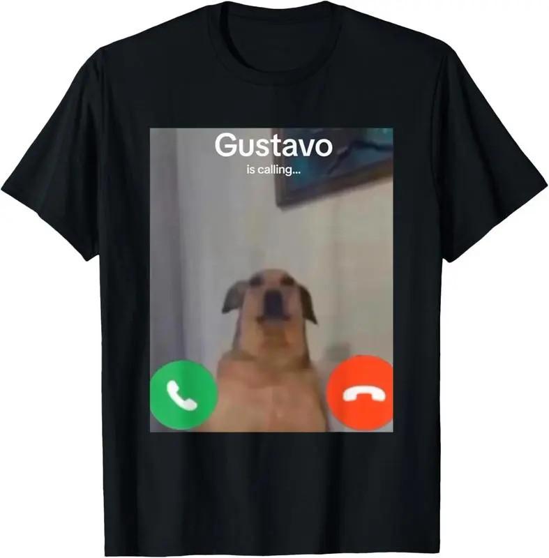 100% Cotton Gustavo The Dog is Calling Funny Meme Gen Z Alpha Brainrot T-Shirt S разноцветный