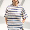 EDENIK Resort Striped Short Sleeve T-Shirt_Blue