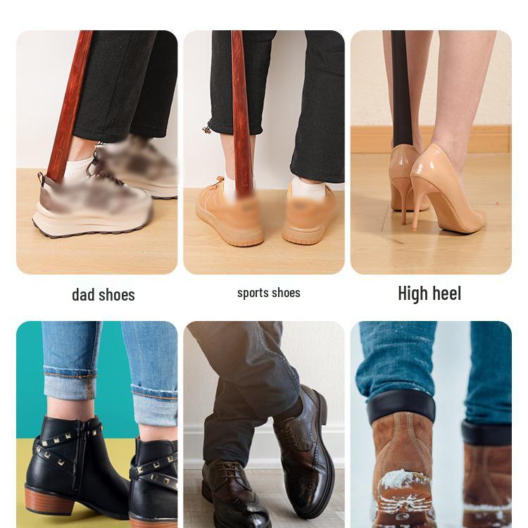 Calzascarpe in Legno Massello di Noce con Manico Lungo - Solleva Scarpe Ergonomico per un Uso Facile Senza Piegarsi