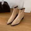 Fashion Female Pointed Toe Modern Women Ankle Boots With Zippers Shoes Square Heels Fashion Elastic Ladies Stretch Boots Shoes