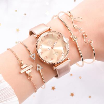 Combination Quartz Watch Women's Characteristic Multi-piece Bracelet Watch Set Five-piece Women's Versatile Casual Belt