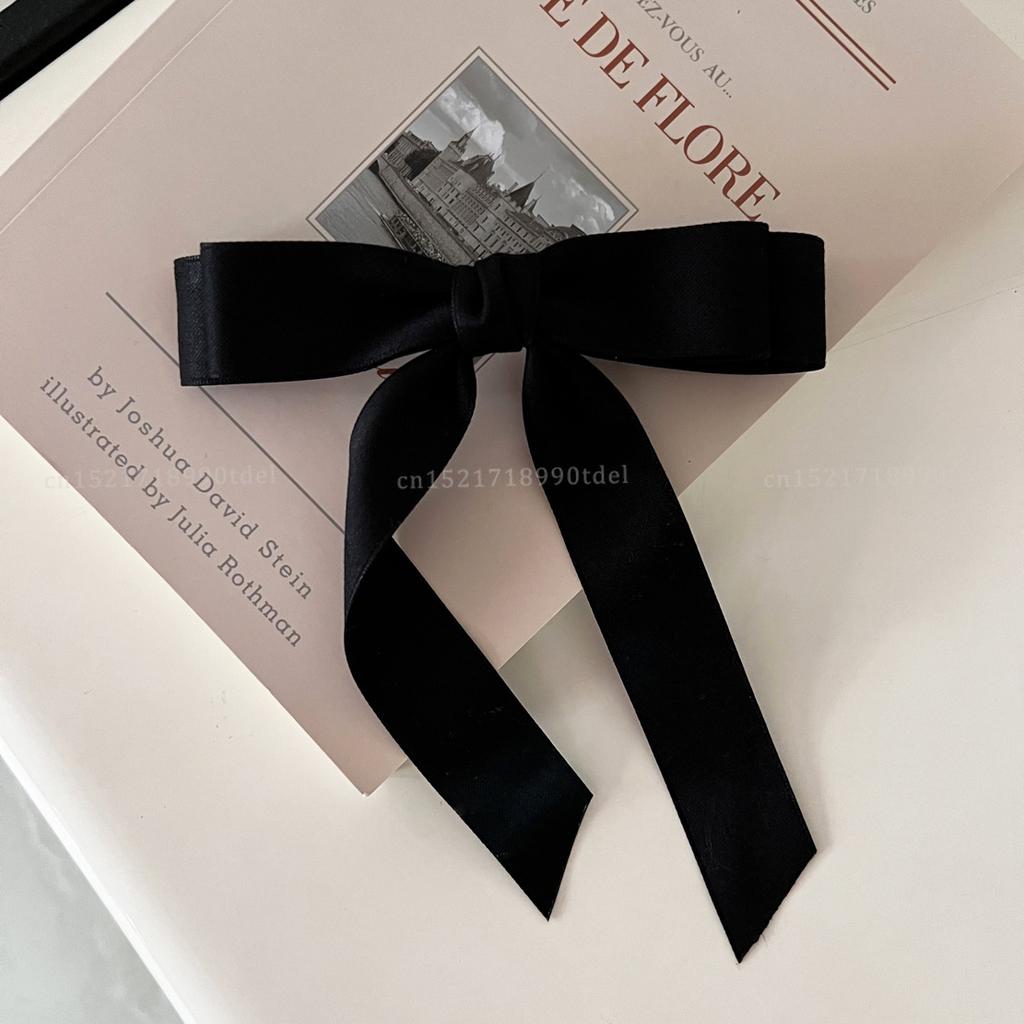 Fashion Fabric Hair Bow Hairpin for Women Girls Ribbon Hair Clips Black White Bow Top Clip Female Hair Accessories