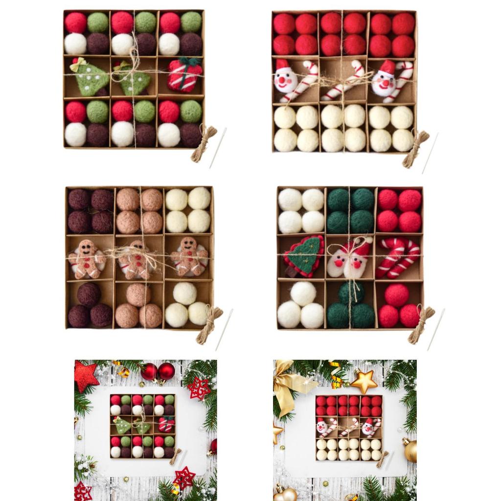 DIY Christmas Felt Ball Garland Set Cute Pom Pom Garland Christmas Ornaments for Wall Holiday Fireplace Living Room New Year