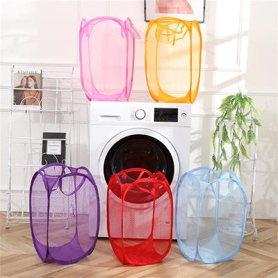Mesh Laundry Hamper Collapsible Laundry Basket With Side Pocket Foldable Small Dirty Clothes Storage