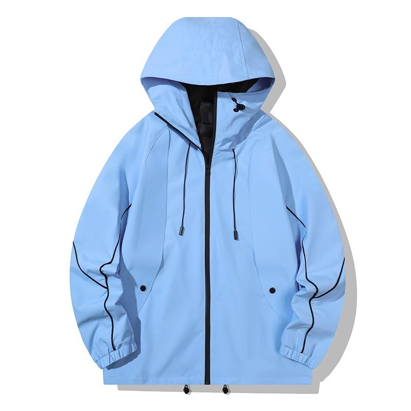 

Hooded Solid Color Zipper Pocket Long-sleeved Cardigan Fashion Casual Loose Autumn and Winter Coat Top S синій