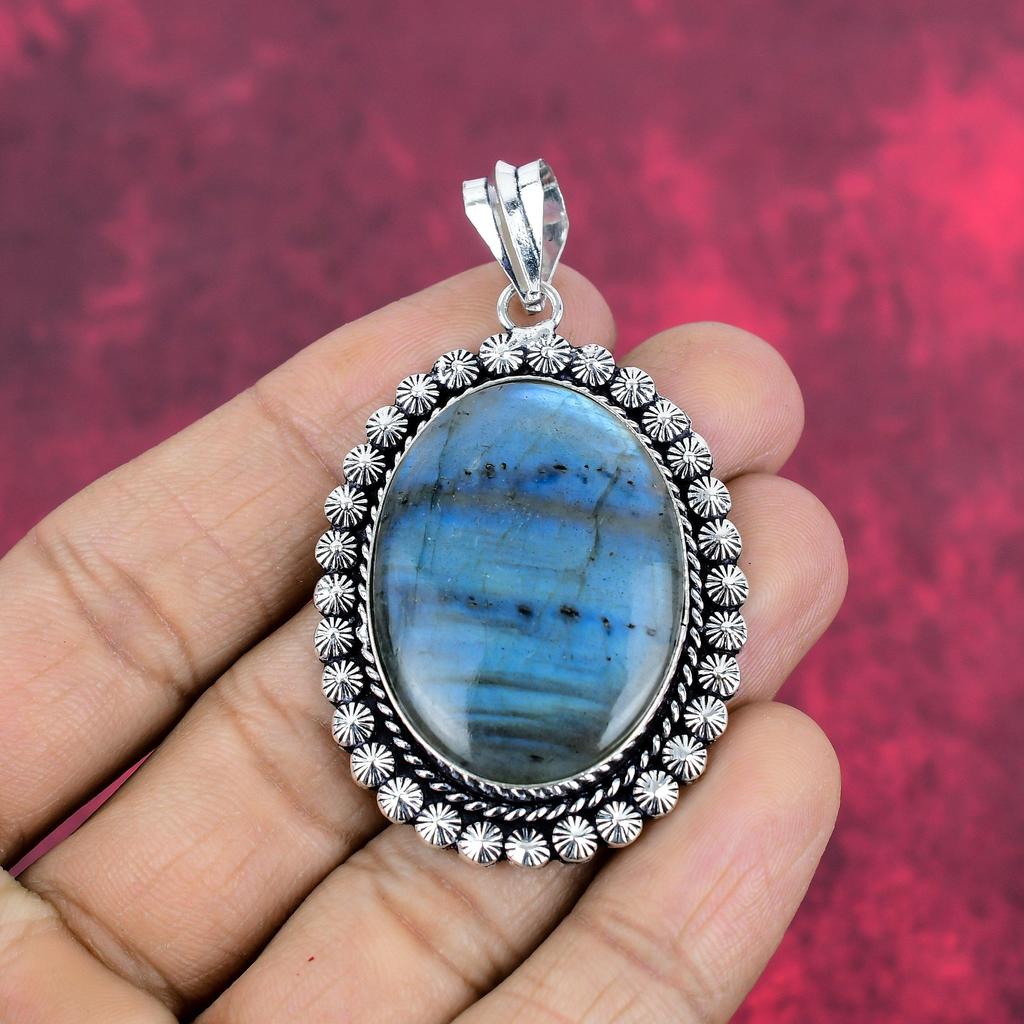 Labradorite Gemstone Jewelry, Handmade 925 Solid Sterling Silver Jewelry, Amazing Pendant Necklace For Wedding Gift