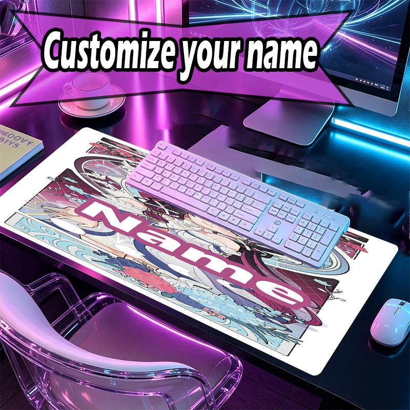 Personalizowana podkładka pod mysz z imieniem i wzorem Genshin Impact, Mata na biurko do laptopa PC, Dekoracyjna mata na biurko do domu, Podkładka pod klawiaturę, Prezent