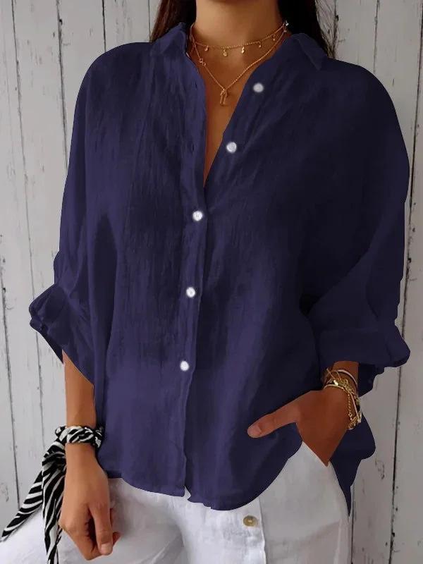 2025 EU Spring Cotton Linen Lace-Up Long Sleeve Shirt