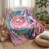 Fantasy Unicorn Stickers Theme Blanket Lightweight Warm Flannel Blanket Decorative Throw Blanket for Home Decoration