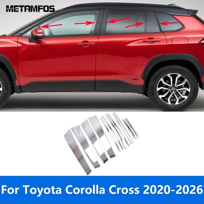 Window Sill Frame Center B C Pillar Posts Cover Trim For Toyota Corolla Cross -2025 2026 Stainless Accessories Car Styling