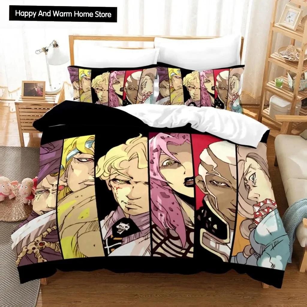 3D Druck Anime JoJo Bizarre Adventure Jotaro Kujo Bettwäsche Set Jungen Mädchen Twin Queen Size Bettbezug Kissenbezug Bett Jungen Erwachsener