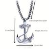 1 Men's Stainless Steel Navigation Anchor Pendant Necklace, Vintage Mooring Anchor Pendant - Durable and Stylish - Men's