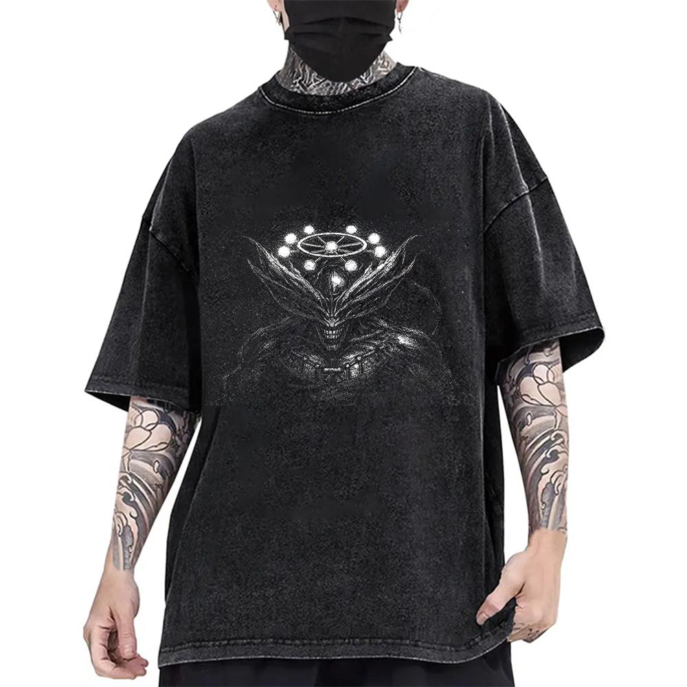 Anime Jujutsu Kaisen T Shirt Makora Vintage Gothic Washed T-shirt Summer O-Neck Short Sleeve Cotton Tees Tops Men Clothing