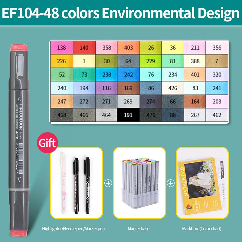EF104 Double-Head Alcohol Marker Pens Sketch Design Marker Brush Pen Beginner Manga Graphic Drawing Art Supplies